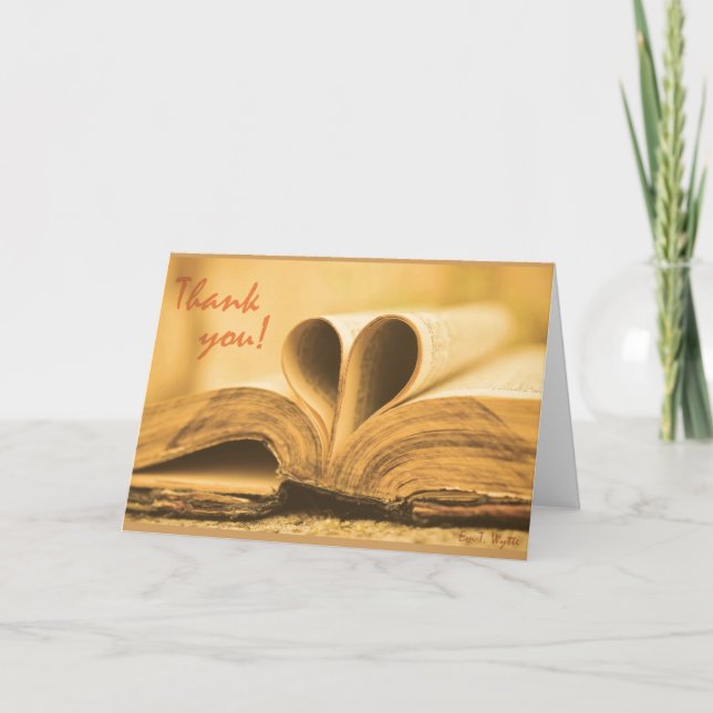 Cartão De Agradecimento Thank You Card for Book Lovers Blank Inside (Frente)