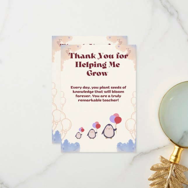 Cartão De Agradecimento Thank you card for teachers. (Frente/Verso In Situ)
