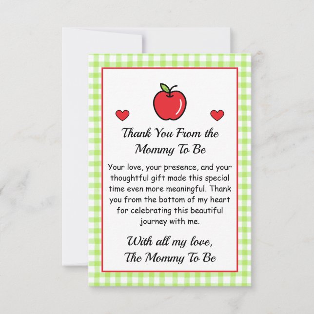 Cartão De Agradecimento Thank You Card from Mommy To Be – Baby Shower  (Frente)