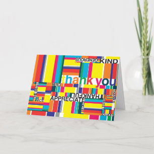 Cartão De Agradecimento Thank you card gift colorful striped invite