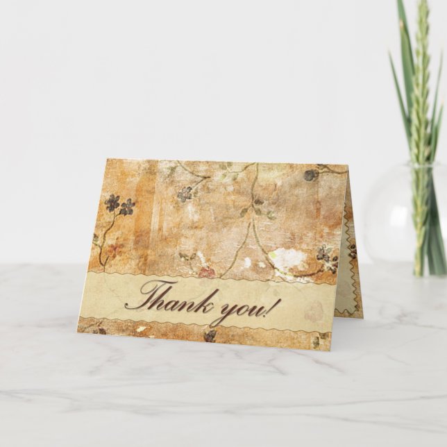 Cartão De Agradecimento Thank you card in cream and brown (Frente)