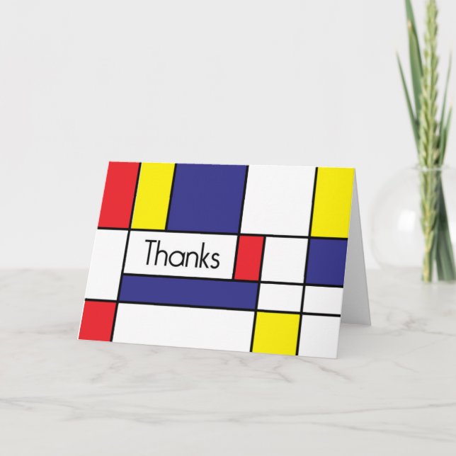Cartão De Agradecimento Thank You Card - Mondrian Themed (Frente)