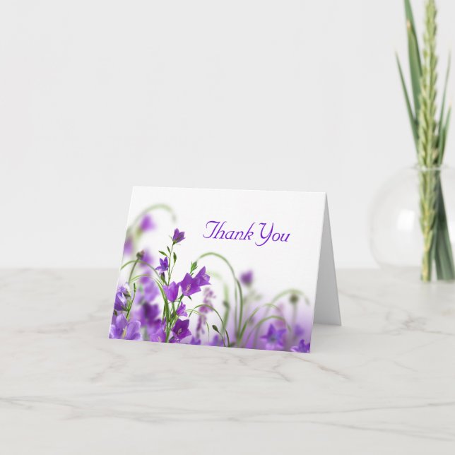 Cartão De Agradecimento Thank You Card--Purple Flowers Horizontal (Frente)