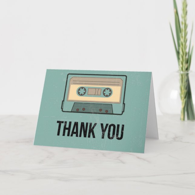 Cartão De Agradecimento Thank You Card - Retro Tape Cassette Design (Frente)