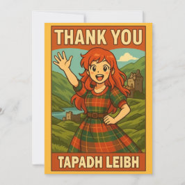 Cartão De Agradecimento Thank You Card - Scottish Anime Girl in Highlands