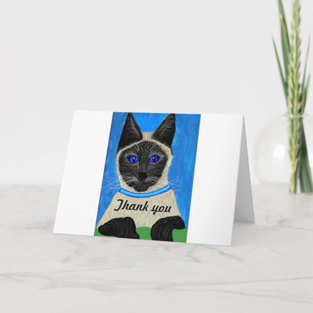 Cartão De Agradecimento Thank you card Siamese Cat (Frente)