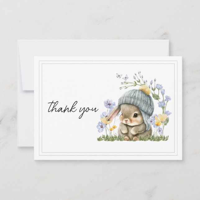 Cartão De Agradecimento Thank You Card Simple Little Bunny (Frente)