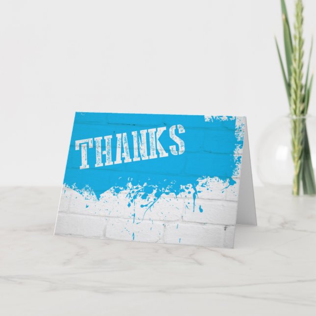 Cartão De Agradecimento Thank You Card - Spray Paint Stencil Design (Frente)