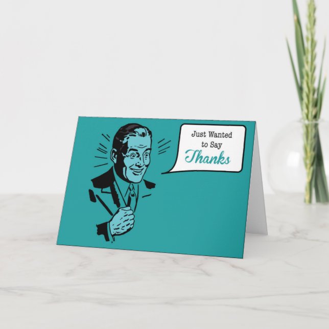 Cartão De Agradecimento Thank You Card - Teal Retro Design (Frente)