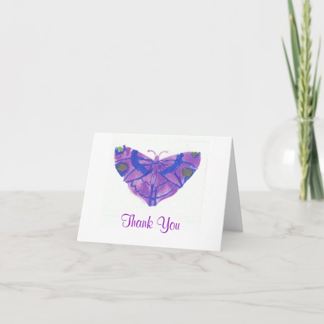 Cartão De Agradecimento "Thank you" card w/purple butterfly (Frente)