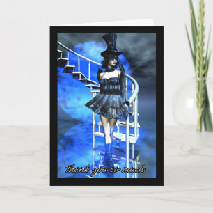 Cartão De Agradecimento Thank You Card With Fantasy Female Goth