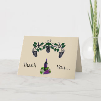 Cartão De Agradecimento Thank you Card With Graphic of Wine and grapes