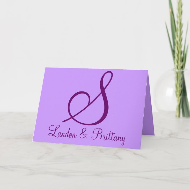 Cartão De Agradecimento Thank You Cards: Subtle Monogram (Purple) (Frente)