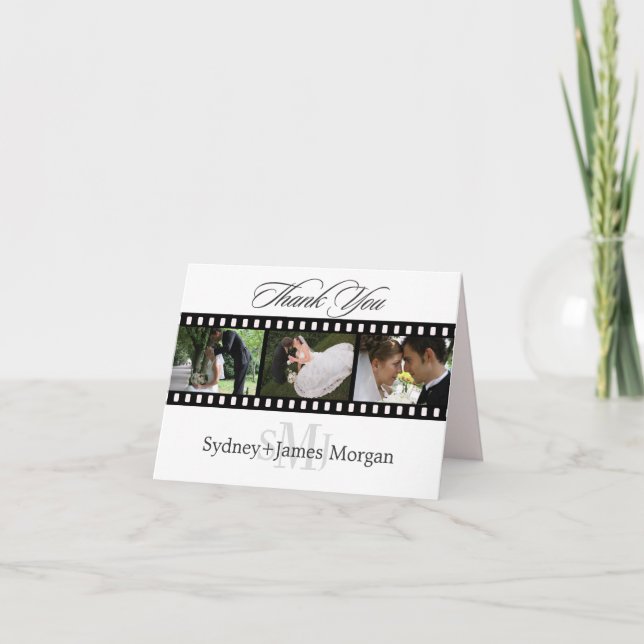 Cartão De Agradecimento Thank You Cards, wedding photos+monogram (Frente)