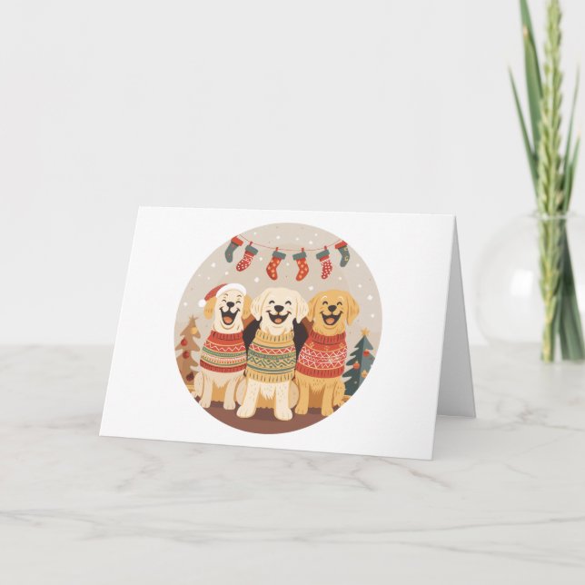 Cartão De Agradecimento Thank You Christmas Labrador Retriever Dogs (Frente)
