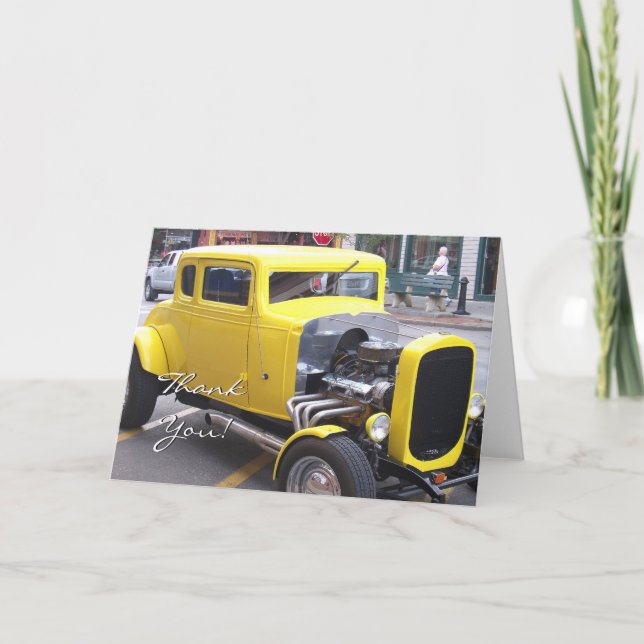 Cartão De Agradecimento Thank You Classic Yellow Car greeting card (Frente)