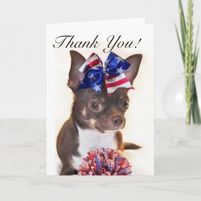 Cartão De Agradecimento Thank you CoachCheerleader chihuahua greeting card (Frente)