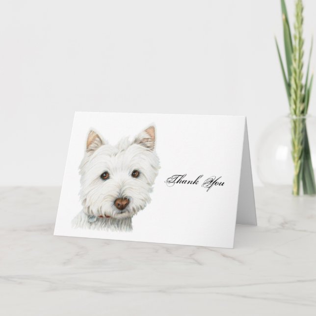 Cartão De Agradecimento Thank you, cute Westie dog greeting card (Frente)