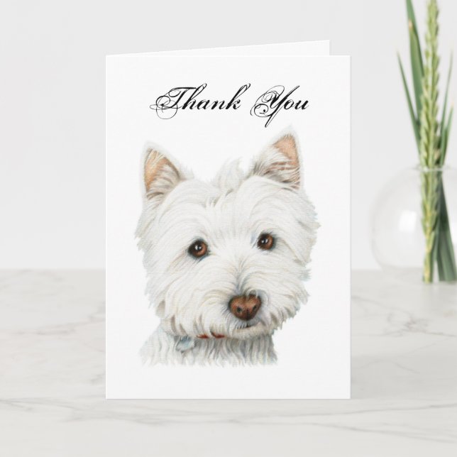 Cartão De Agradecimento Thank you, cute Westie dog greeting card (Frente)