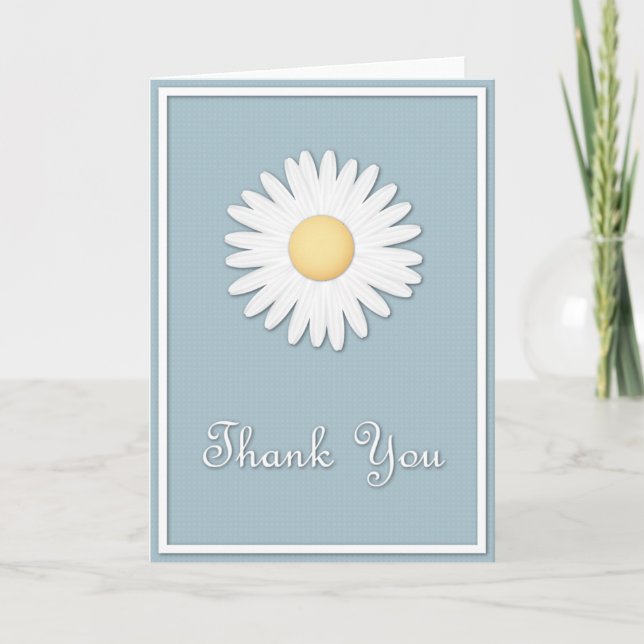 Cartão De Agradecimento Thank You - Daisy on Blue (Frente)