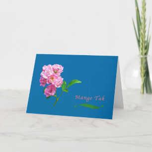 Cartão De Agradecimento Thank You, Danish, Pink Garden Roses and Beetle