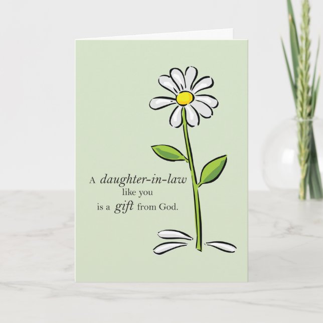 Cartão De Agradecimento Thank You Daughter-in-Law, Religious Green Daisy (Frente)