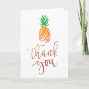 Cartão De Agradecimento thank you faux rose gold script pineapple