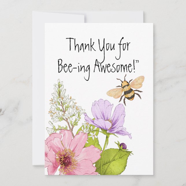 Cartão De Agradecimento Thank You for Bee-ing Awesome Card (Frente)