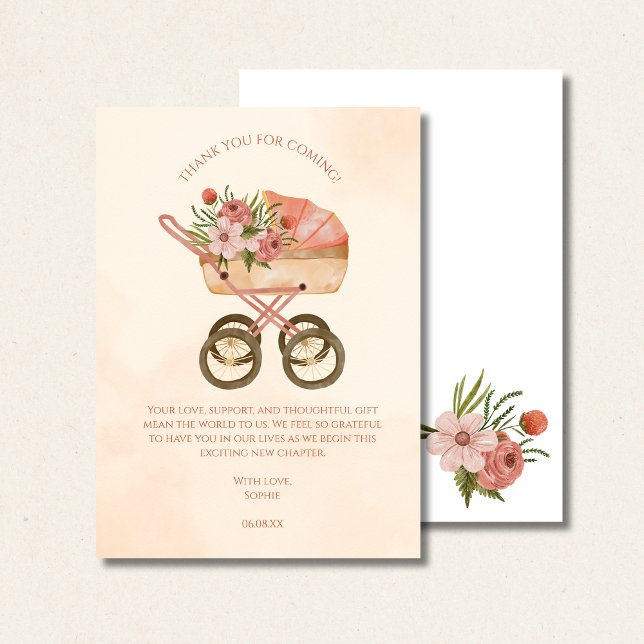Cartão De Agradecimento Thank you for coming card, rustic baby carriage  (Criador carregado)