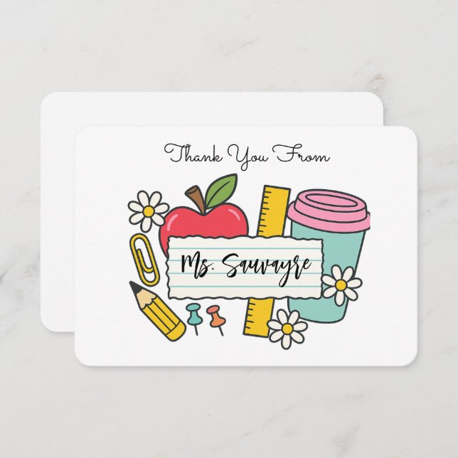 Cartão De Agradecimento Thank You For Everything - Teaching Assistant (Frente/Verso)