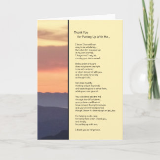 Cartão De Agradecimento Thank You for Putting Up With Me