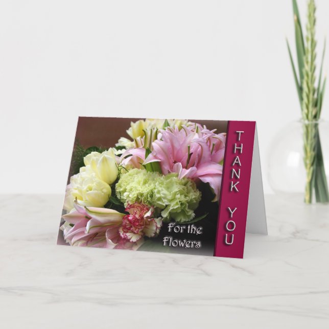 Cartão De Agradecimento Thank You for the Flowers - Flower bouquet Card (Frente)