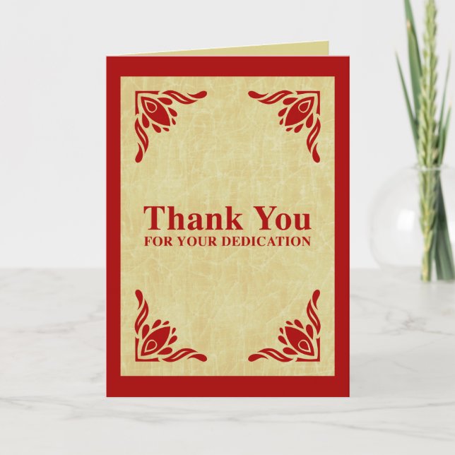 Cartão De Agradecimento thank you for your dedication (Frente)