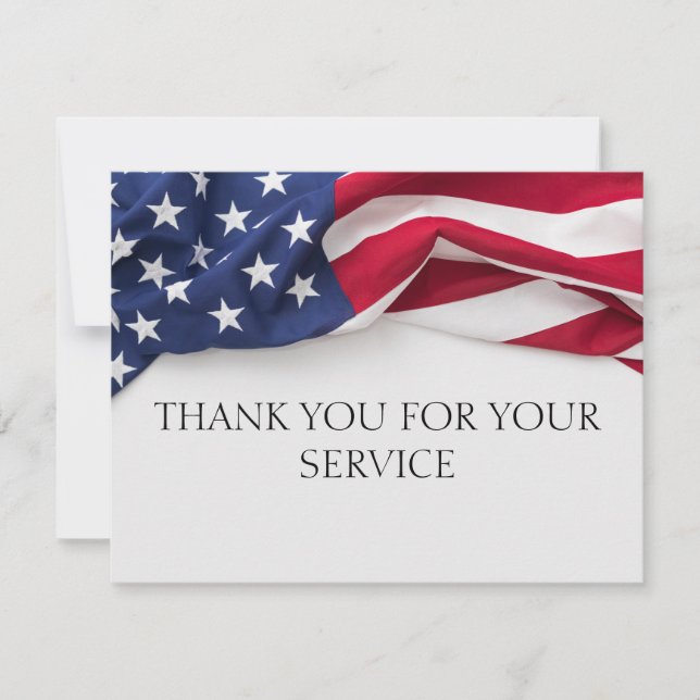 Cartão De Agradecimento THANK YOU for your service American Flag Cards (Frente)