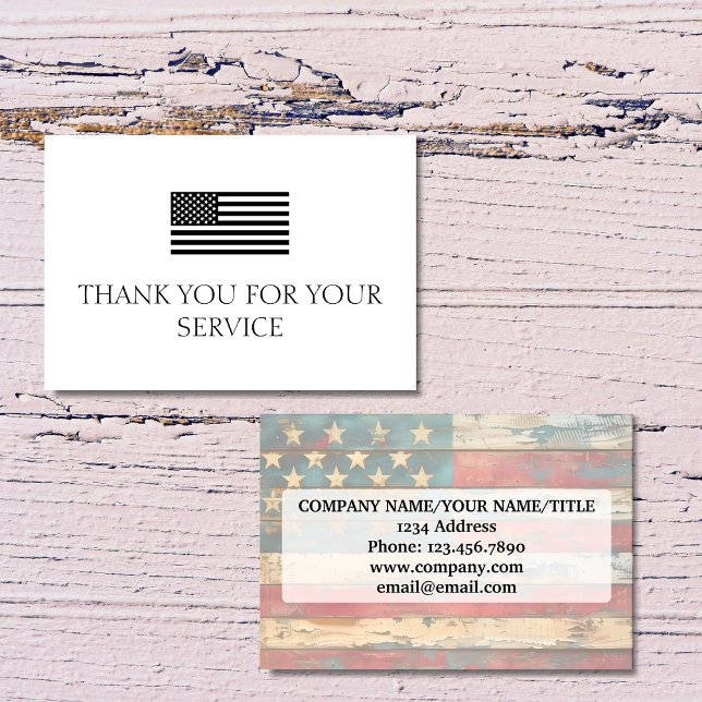 Cartão De Agradecimento Thank You For Your Service Distress American Flag (Criador carregado)