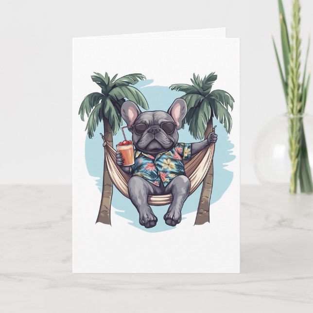 Cartão De Agradecimento Thank You French Bulldog In Hawaiian Top (Frente)