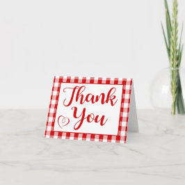 Cartão De Agradecimento Thank You Gingham Red White Checks Rustic Country