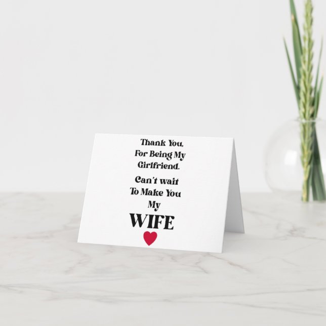 Cartão De Agradecimento Thank You Girlfriend/Wife Valentine's Card (Frente)