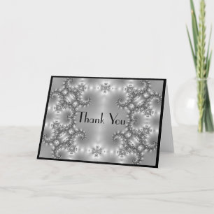 Cartão De Agradecimento Thank you Glittery Silver Black