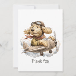 Cartão De Agradecimento Thank You Goldendoodle Dog Pilot Airplane