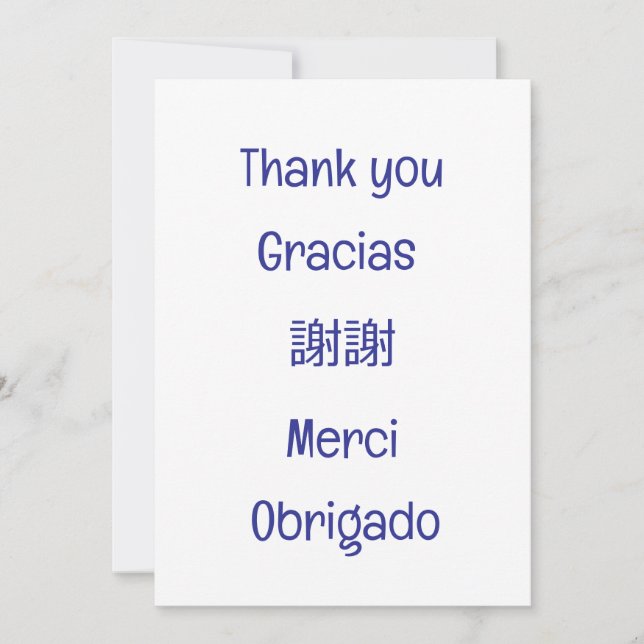 Cartão De Agradecimento Thank you-Gracias-謝謝-Merci-Obrigado Blank blue (Frente)