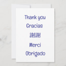 Cartão De Agradecimento Thank you-Gracias-謝謝-Merci-Obrigado Blank blue