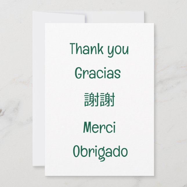 Cartão De Agradecimento Thank you-Gracias-謝謝-Merci-Obrigado Blank Green (Frente)