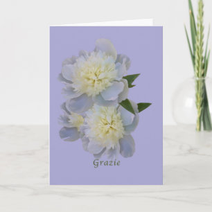 Cartão De Agradecimento Thank You, Grazie, Italian, White Peonies Card