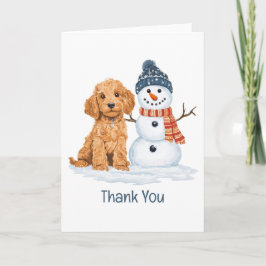 Cartão De Agradecimento Thank You Holiday Winter Goldendoodle Dog Snowman