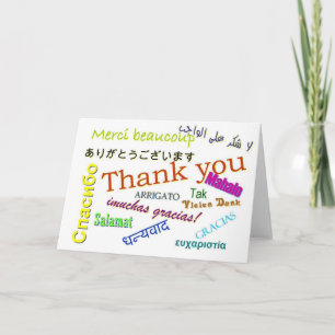 Cartão De Agradecimento Thank you in Many Different Languages Card