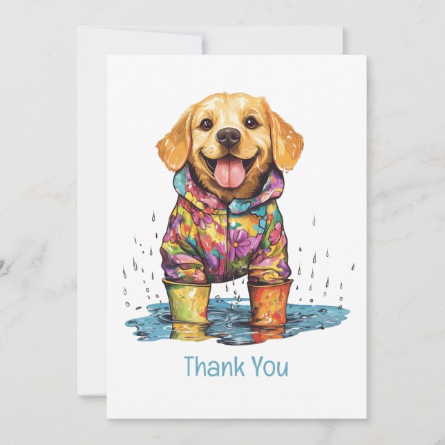 Cartão De Agradecimento Thank You Labrador Retriever Rain Puddle (Frente)
