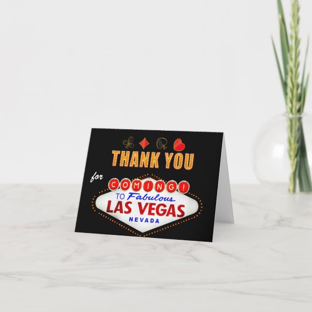 Cartão De Agradecimento Thank You - Las Vegas Sign Fabulous Casino Night (Frente)