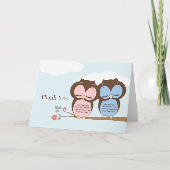 Cartão De Agradecimento Thank You Little Owls Card (Frente)