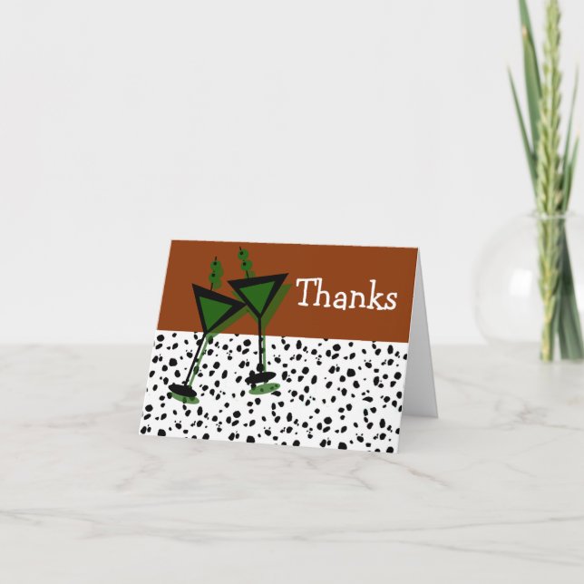 Cartão De Agradecimento Thank You Martini Glass Note Card Template (Frente)